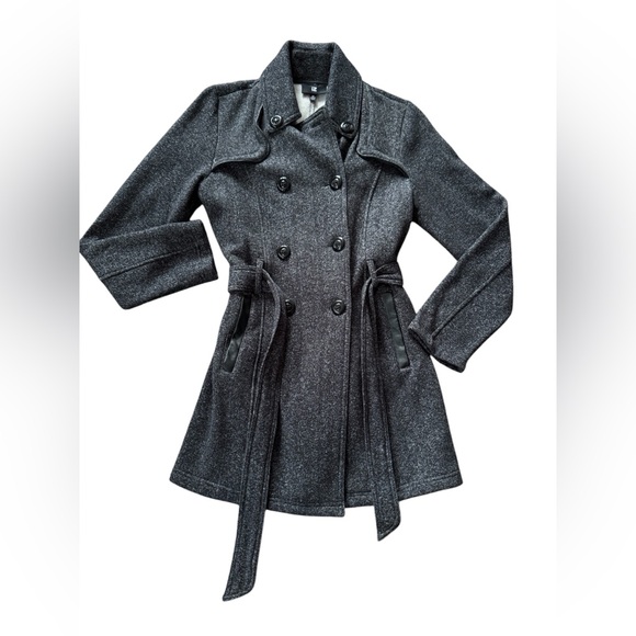 Iz Byer Jackets & Blazers - Iz Byer Double Breasted Pea Coat Womens Medium Jacket  Gray Pockets Belt Button